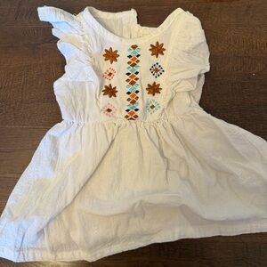 White Embroidered Kids Dress
